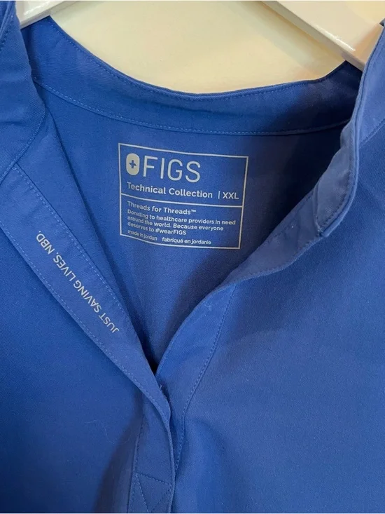 Figs Scrub Top Womens XXL Blue Rafaela Oversized Technical Collection Nurse - Picture 3 of 5